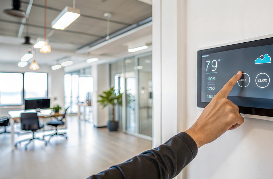 Person using a smart lighting panel