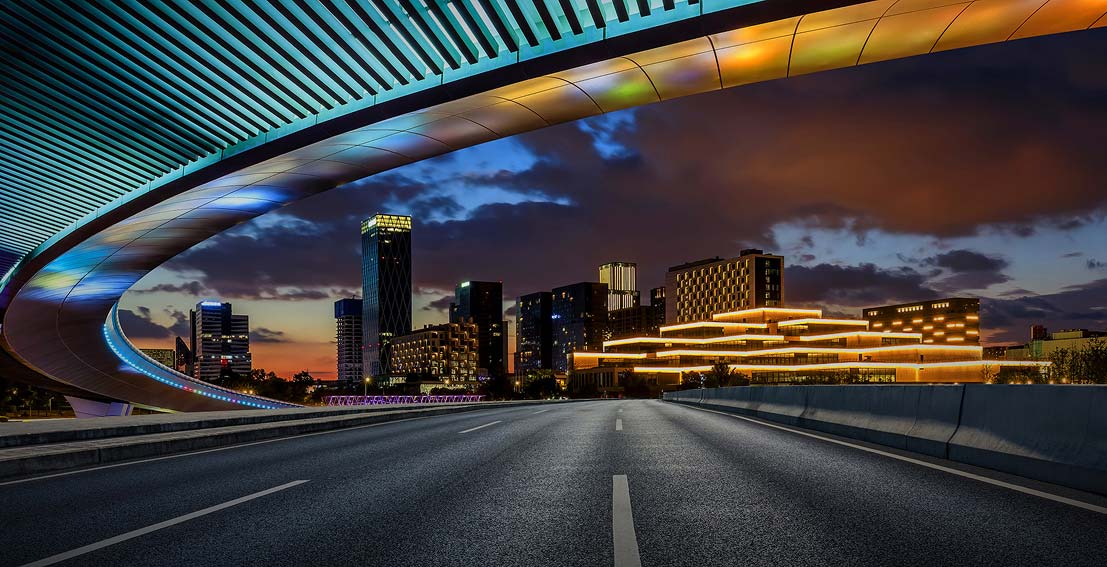 Chip on Board Lighting, hero image of brightly lit city at night